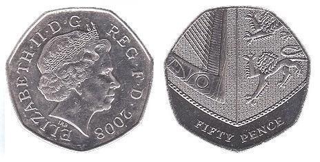 50 pence (Elizabeth II - bouclier - 6/6)