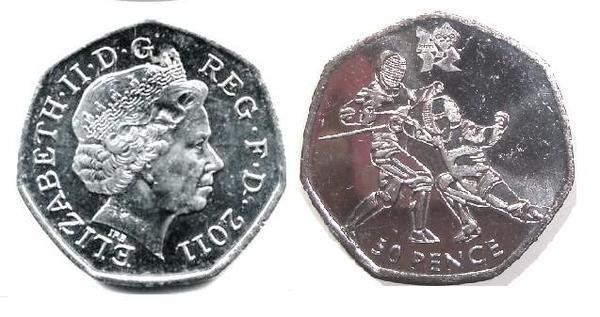 50 pence (Jeux olympiques de Londres 2012 - Escrime)