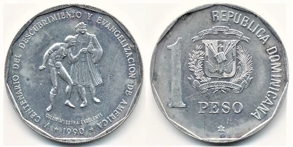 1 peso (500e anniversaire de la découverte et de l'évangélisation de l'Amérique)