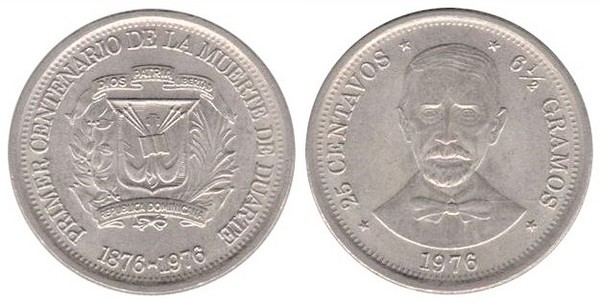 25 centavos (Premier centenaire de la mort de Duarte)