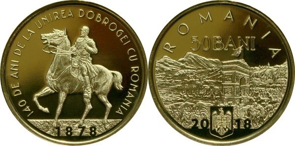 50 bani (140e anniversaire de l'union de la Dobroudja avec la Roumanie)