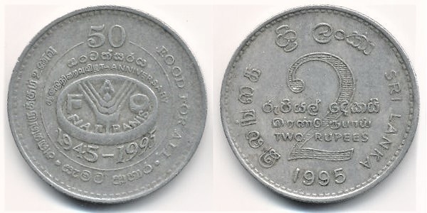 2 rupees (50e anniversaire de la FAO)