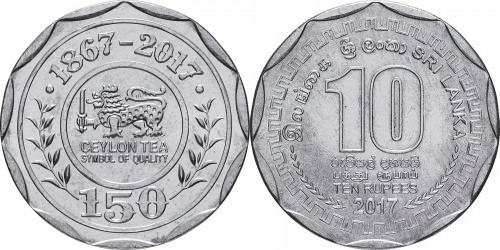 10 rupees (150e anniversaire du thé de Ceylan)