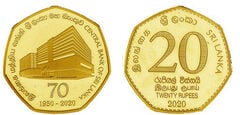 20 roupies (70e anniversaire de la Banque centrale du Sri Lanka)