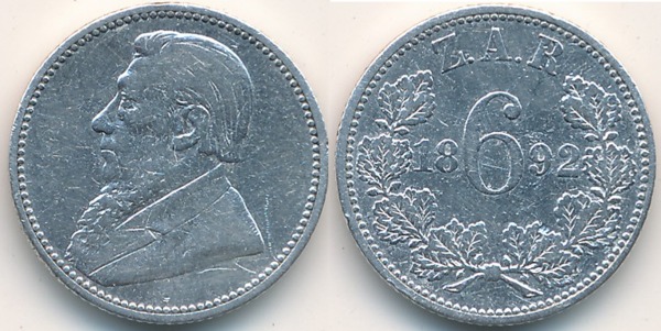 6 pence (Z.A.R.)