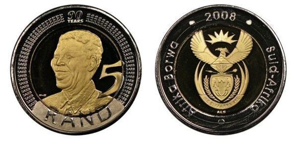 5 rand (90e anniversaire de Nelson Mandela - Afrika Borwa - Suid-Afrika)