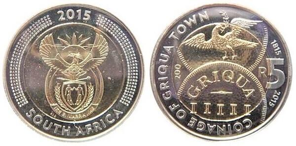 5 rand (200e anniversaire de la Monnaie de Griqua City - AFRIQUE DU SUD)