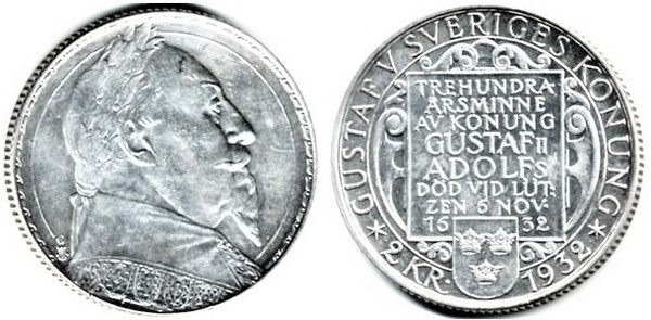 2 kronor (300e anniversaire de la mort de Gustav II Adolf II)