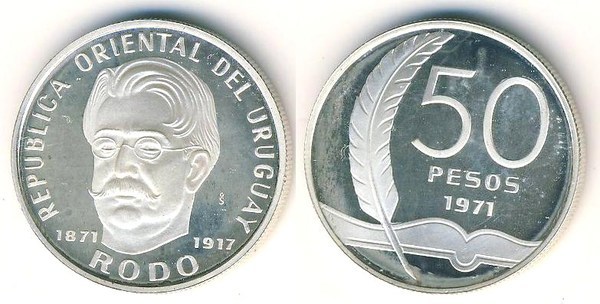 50 pesos (100e anniversaire de la naissance de José Enrique Rodó)