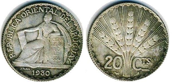 20 centésimos Centenario de la Constitución)