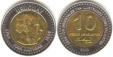 10 pesos (150e anniversaire de la mort de José Artigas)