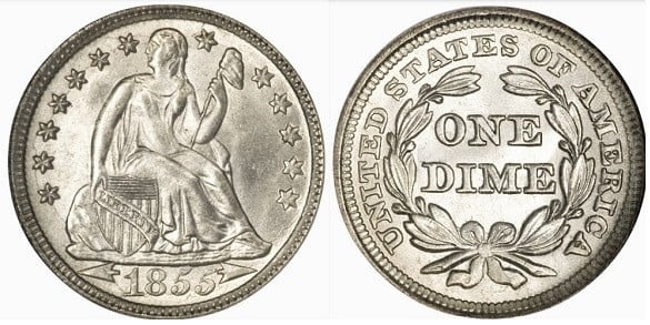 1 dime (Pièce de 10 cents en forme de liberté assise)