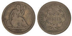 1 dime (Liberté assise Pas d'étoiles)