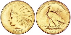 10 dollars (Indian Head-Eagle)