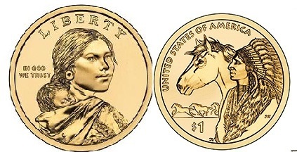 1 dollar (Sacagawea Dollar - Native American Dollar - Cheval Reverse)