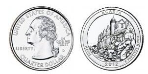 1/4 dollar (America The Beautiful - Parc national d'Acadia, Maine)