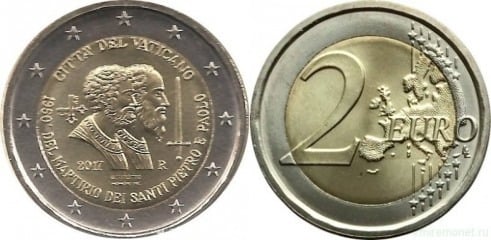 Monnaie 2 euro (1.950 Aniversario del Martirio de San Pedro y San Pablo ...