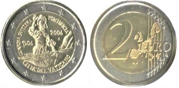 2 euro (500e anniversaire de la Garde suisse pontificale)