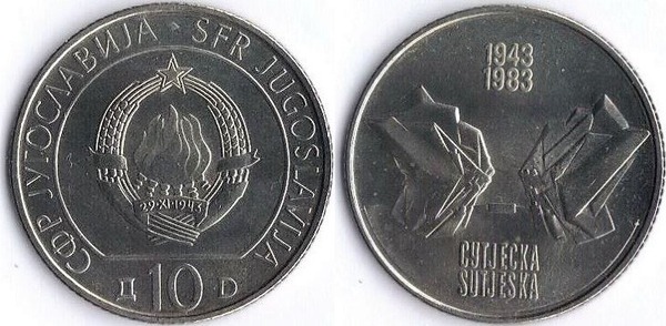 10 dinara (40e anniversaire de la bataille de la rivière Sutjeska)