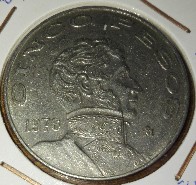 Photo 1 Pièce de monnaie non identifiée: 5 Pesos Mejico km 472