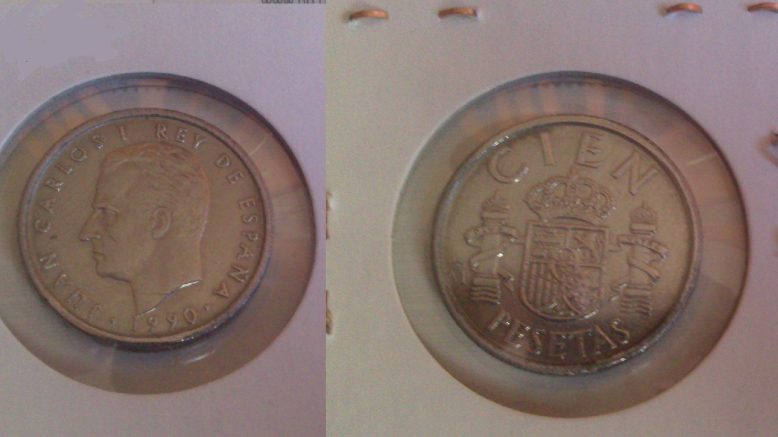 Photo 1 Pièce de monnaie non identifiée: 100 pesetas juan carlos 1990