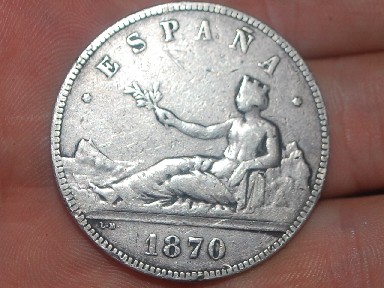 Photo 1 Pièce de monnaie non identifiée: moneda 1870 5 pesetas