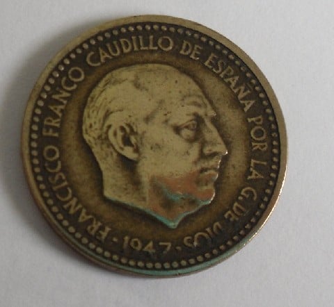 Photo 1 Pièce de monnaie non identifiée: Peseta 1947 * 49 ?