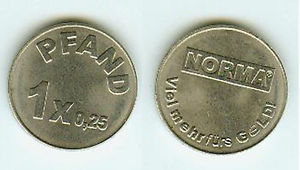 Photo 1 Pièce de monnaie non identifiée: Wertmarke Marke Norma 1 x 0,25 Pfand