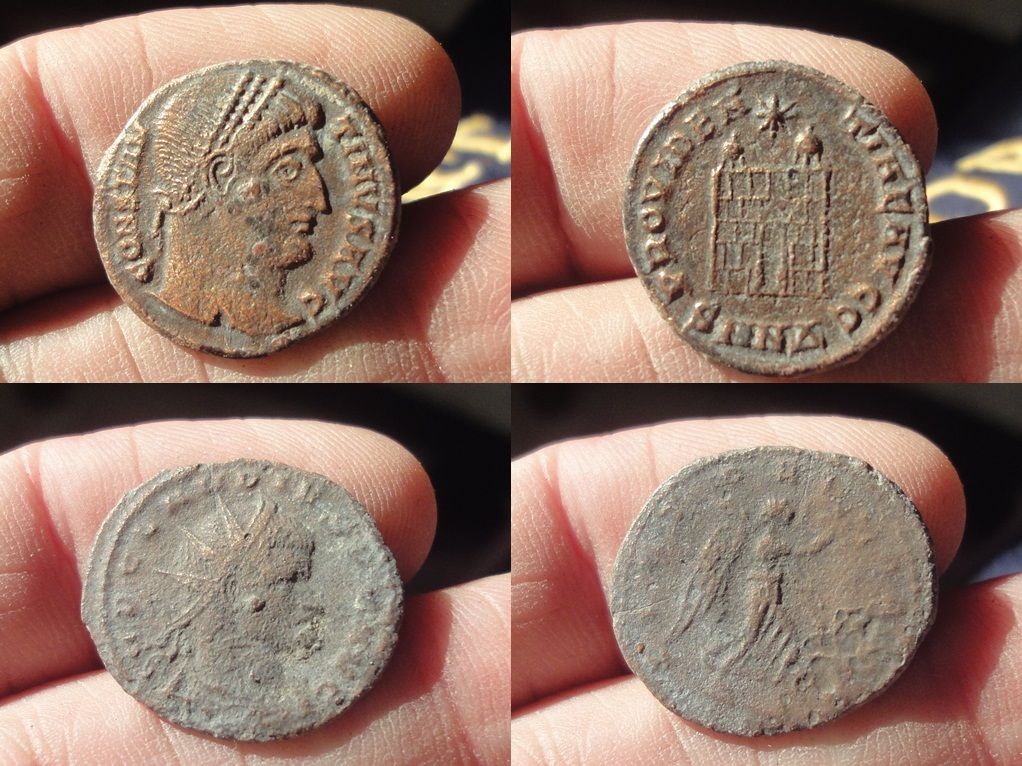 Photo 1 Pièce de monnaie non identifiée: Dos romanas, una es Constantino, creo.