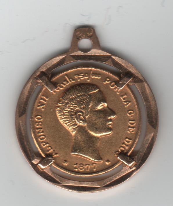 Photo 1 Pièce de monnaie non identifiée: Moneda de oro de Alfonso XII en medalla