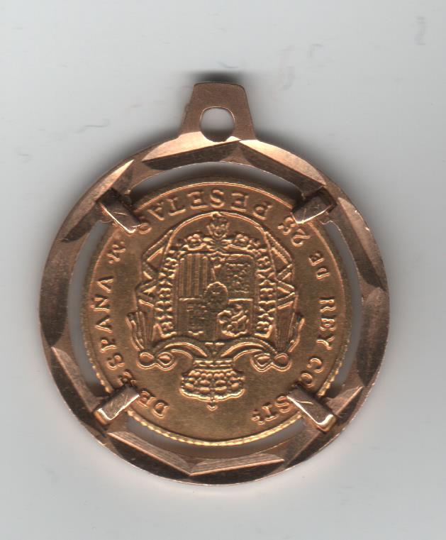 Photo 2 Pièce de monnaie non identifiée: Moneda de oro de Alfonso XII en medalla