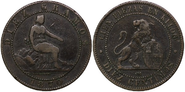 Photo 1 Pièce de monnaie non identifiée: moneda española del año 1870