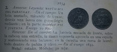 Photo 1 Pièce de monnaie non identifiée: moneda paraguay 1854