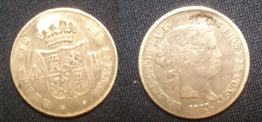 Photo 1 Pièce de monnaie non identifiée: Isabel II 4 reales 1863