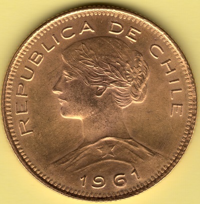 Photo 1 Pièce de monnaie non identifiée: 100 Pesos Oro Republica de Chile 1961