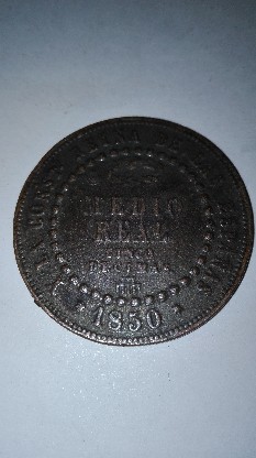 Photo 1 Pièce de monnaie non identifiée: medio real 1850