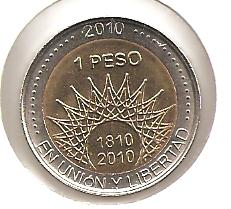 Photo 2 Pièce de monnaie non identifiée: monedas conmemorativas   argentina  1  peso  2010