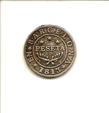 Photo 1 Pièce de monnaie non identifiée: Peseta del 1813
