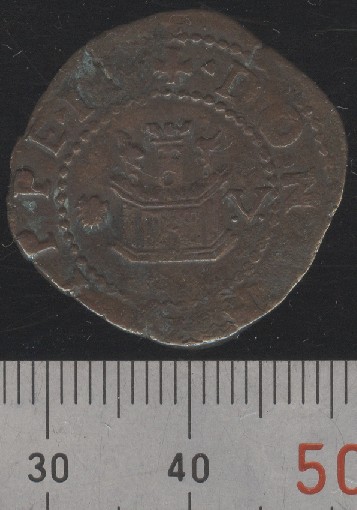 Photo 1 Pièce de monnaie non identifiée: Moneda 2 maravedis? En castellano en lugar de latin?