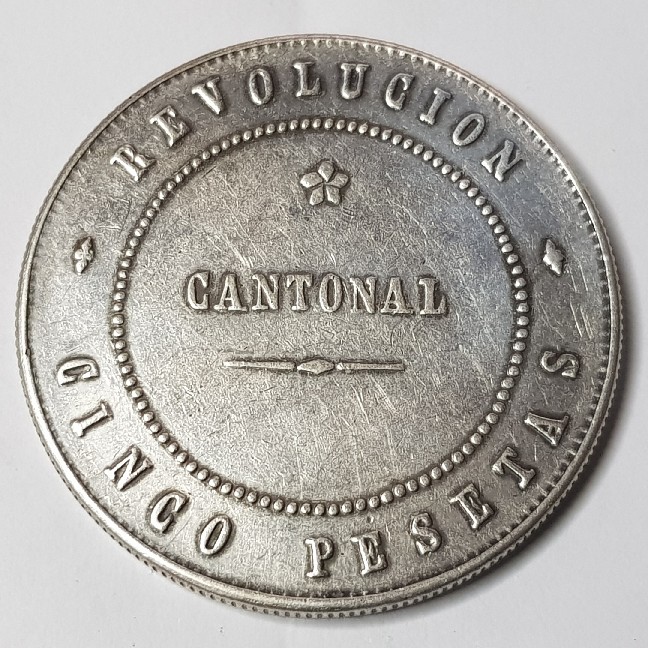 Photo 2 Pièce de monnaie non identifiée: 5 Pesetas Cantonal 1873