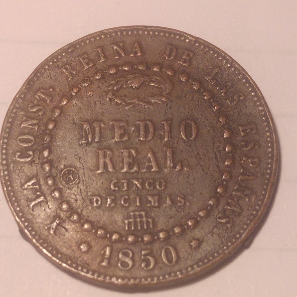 Photo 2 Pièce de monnaie non identifiée: Medio real 1850
